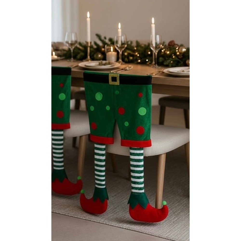 NEW Christmas Elf Leg Chair‎ Covers Holiday Decor Party Supplies 4 Pack